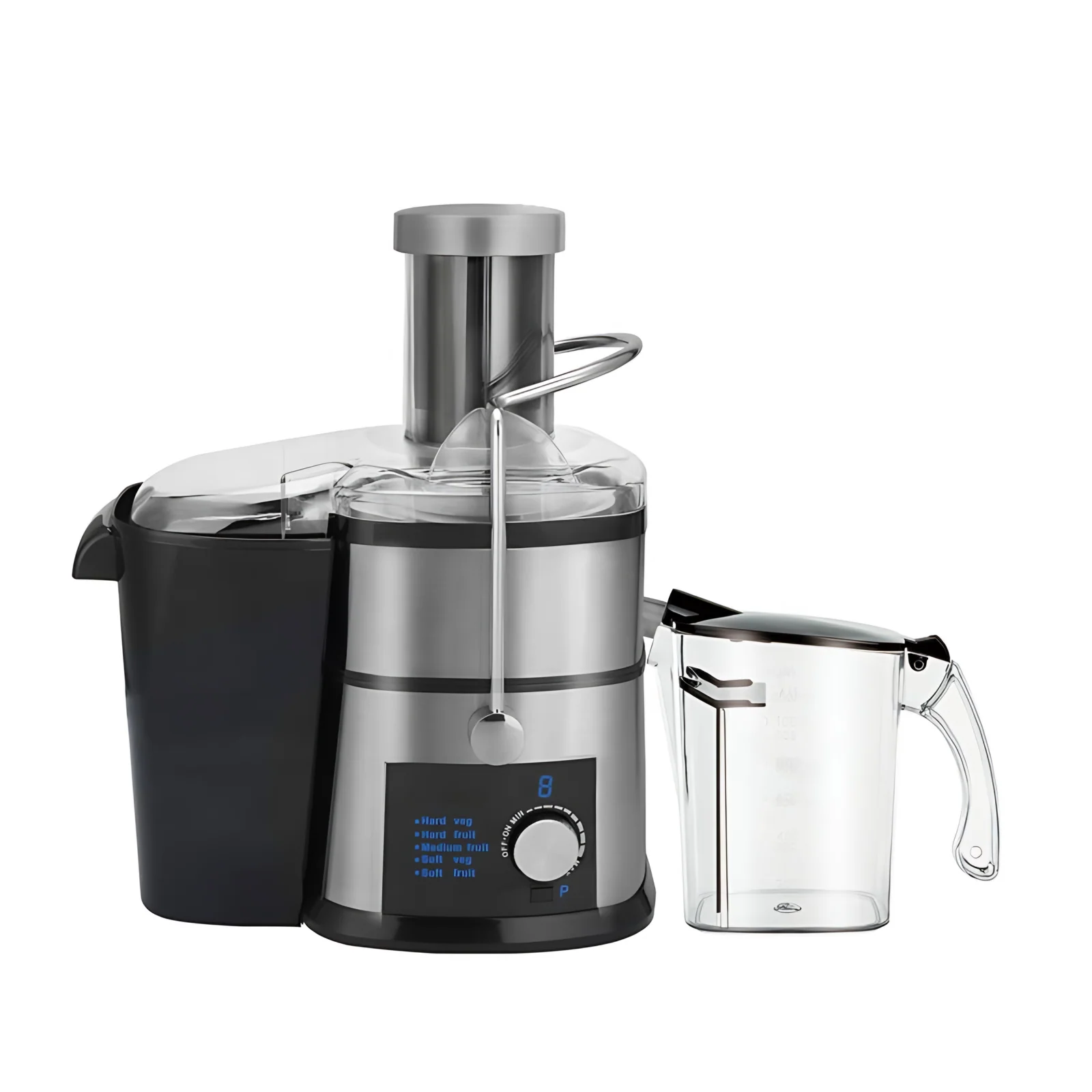 Stainless Steel Centrifugal Juicer Machine Black Juicer Extractor Feed Chute Easy Household Electric 800W Motor 2.2L Capacity