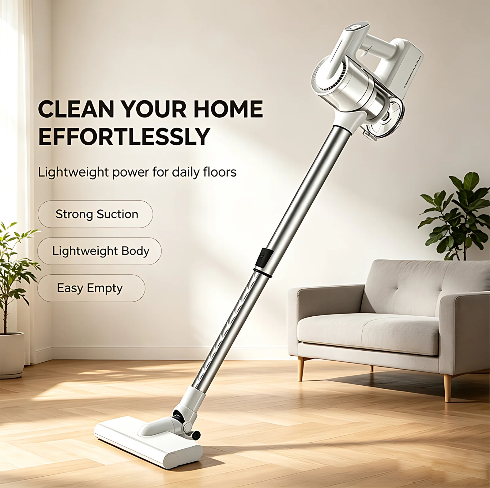 Cyclone Battery Powered Vacuum Cleaner Low Noise Handheld Stick Upright Cordless Vacuum Cleaner with Strong Suction