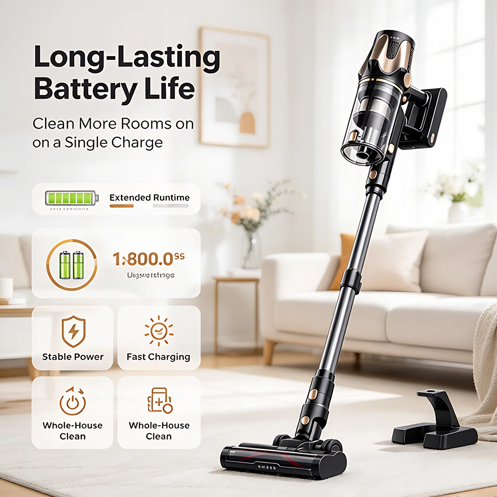 Portable Cordless 18kpa Super Suction Vacuum Cleaner Bagless Cyclone Brushless Stick for Car and Hotel Dry Function Handheld