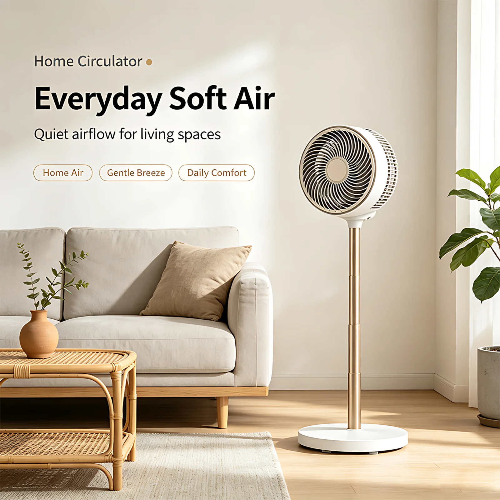 Hot Sale Factory Direct 3D Oscillating Floor Standing Circulation Fan with Touch Control Operation Silent