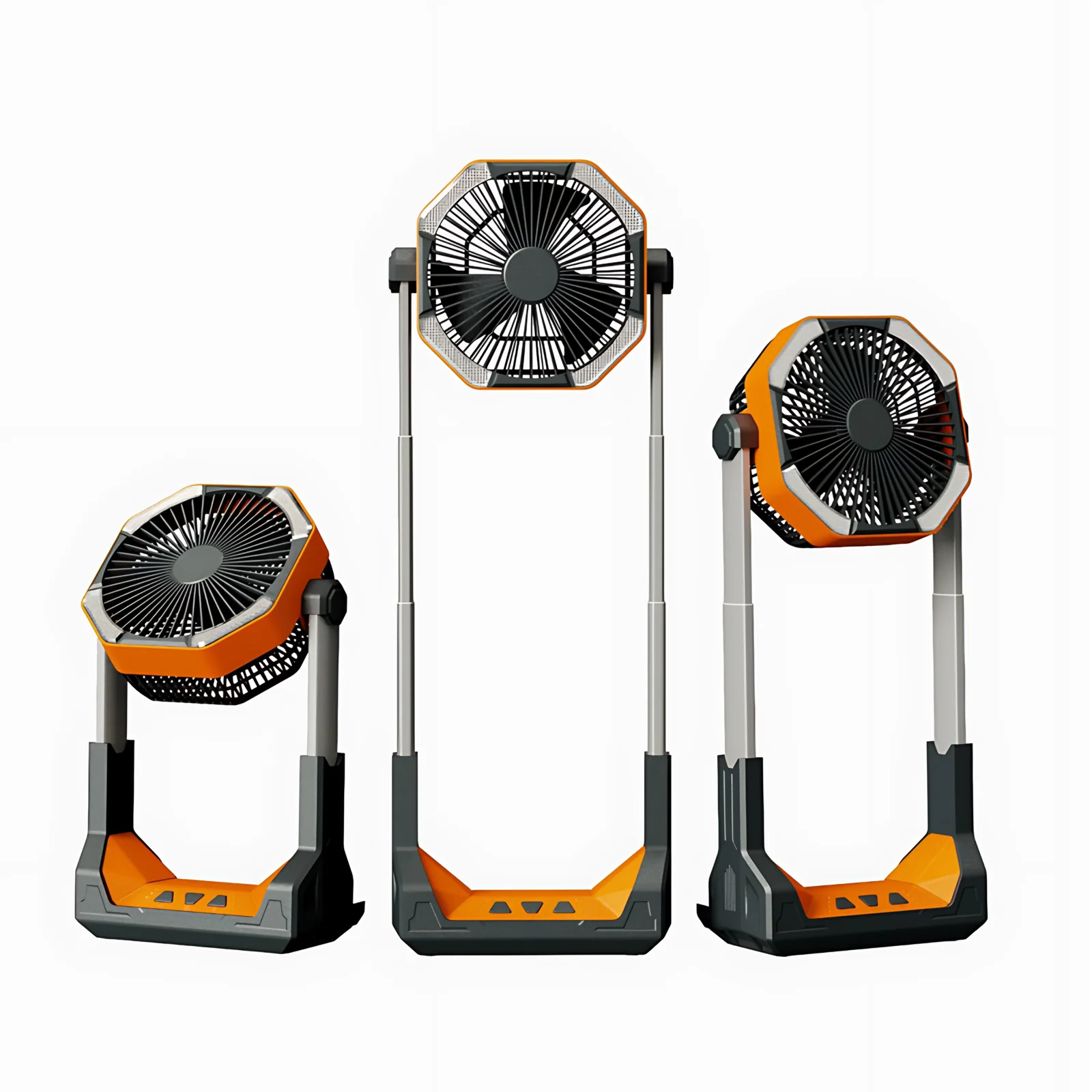 Portable Rechargeable Outdoor 3 in 1 Floor Bldc Height Adjust Camping Fan with LED Light and Power Bank