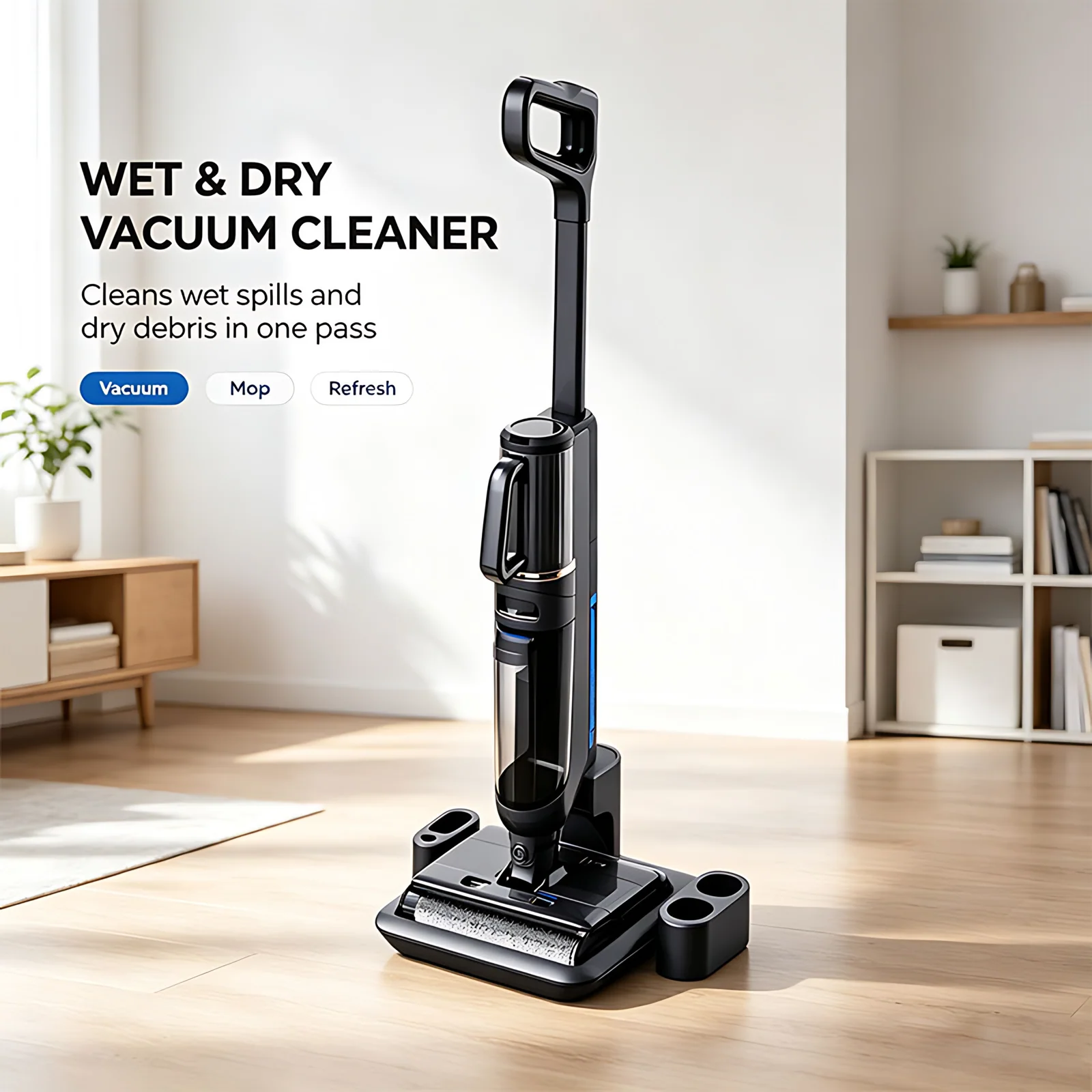 LED Display Brushless Motor 4000mAh Battery Simultaneous Vacuum Wash Electric Mop Wet Dry Vacuum Cleaner Floor Scrubber for Home