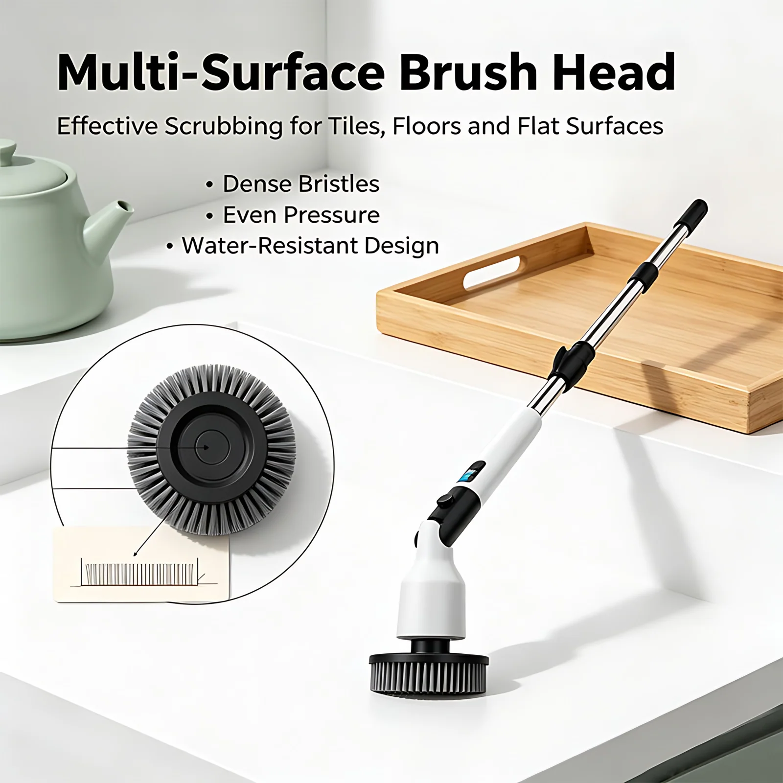 Electric Spin Scrubber Cleans Brush IPX7 Waterproof with Water Tank for Kitchen Bathroom Car & RV Use Plastic Material Portable