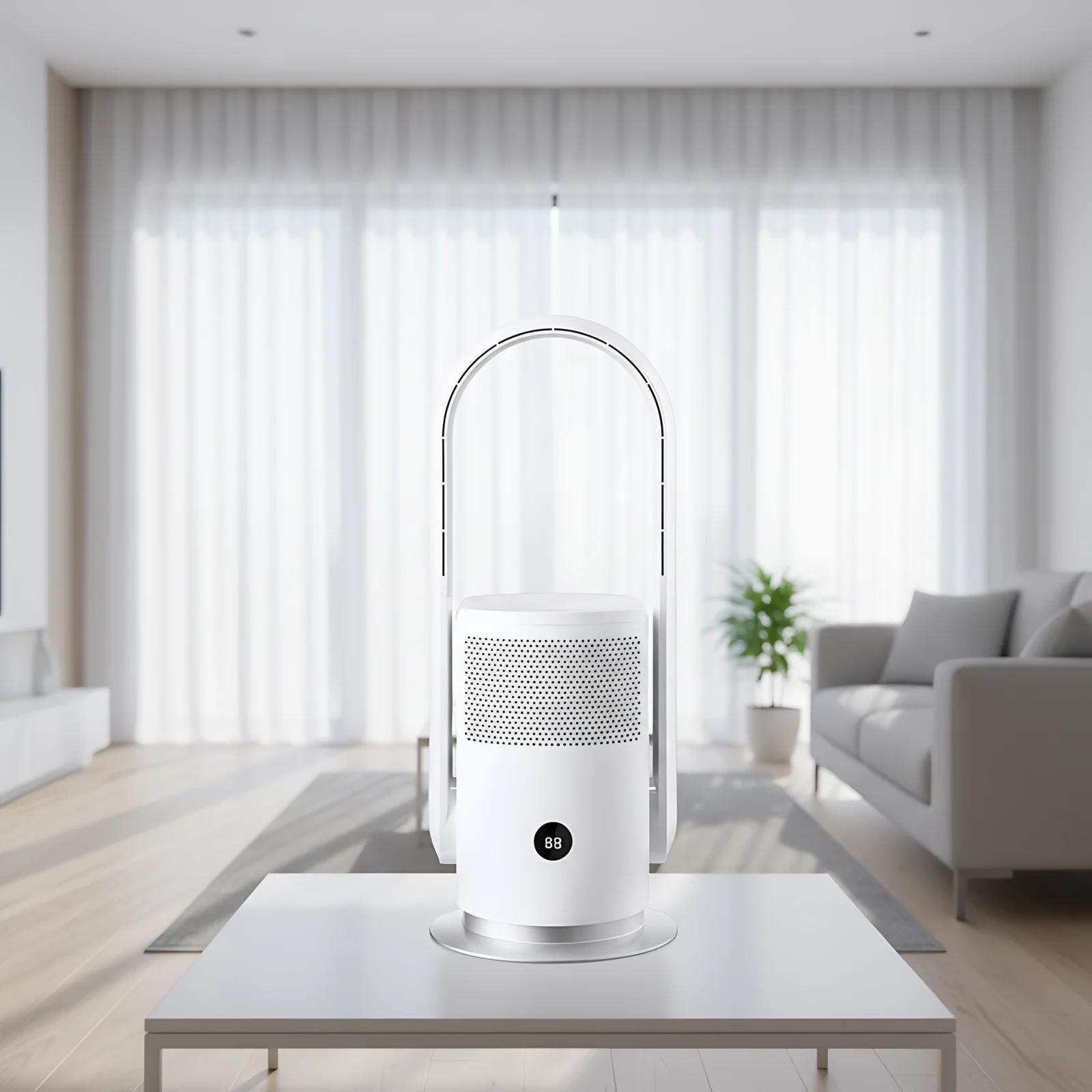 Portable Bladeless Fan With Ion Air Purifier Systems with Hepa Filter for Commercial Home Odor Control