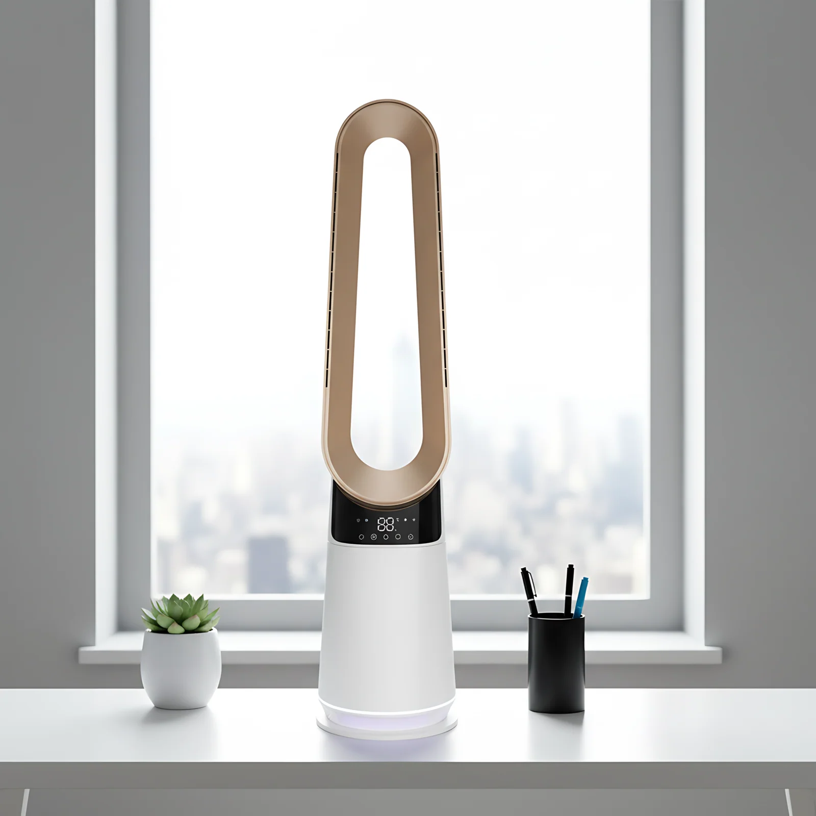Air Purifier Bladeless Fan Multifunctional Smart Home Electric Digital Plastic Floor Household