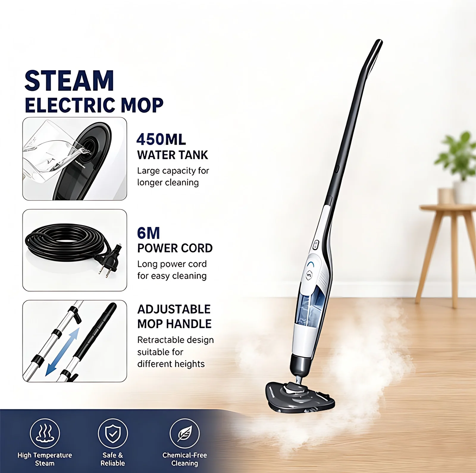Electric Handheld Steam Mop Household Portable High Power Multi-Function Steam Vacuum Cleaner for Carpet and Sofa Hotel Use