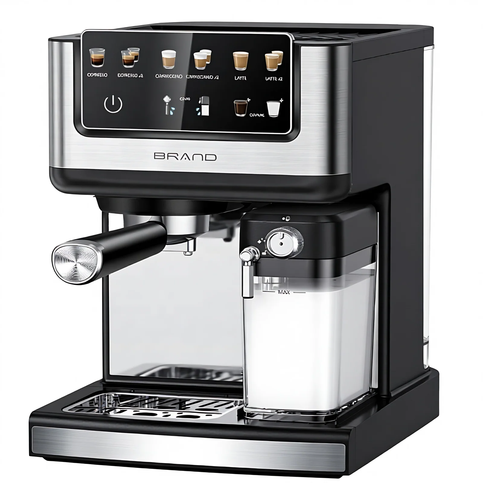 Tanque de agua de 2,0 litros 500 ml tanque de leche comercial máquina de café espresso inteligente cafeterías de 15 baras bomba espuma de alta presión