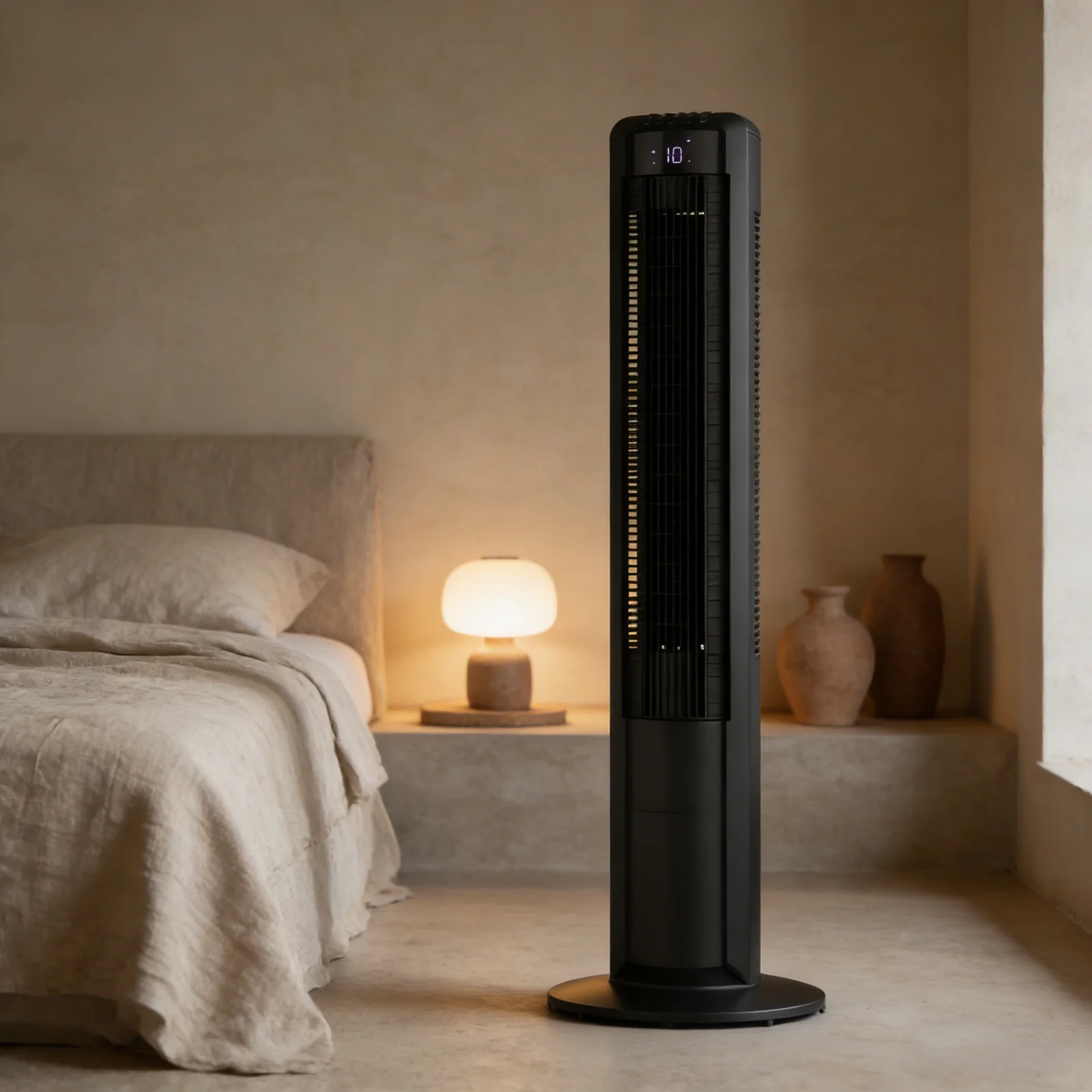 Home Office 3 Speeds Motor Electric Large LED Screen Display Tower Fan with Remote Control