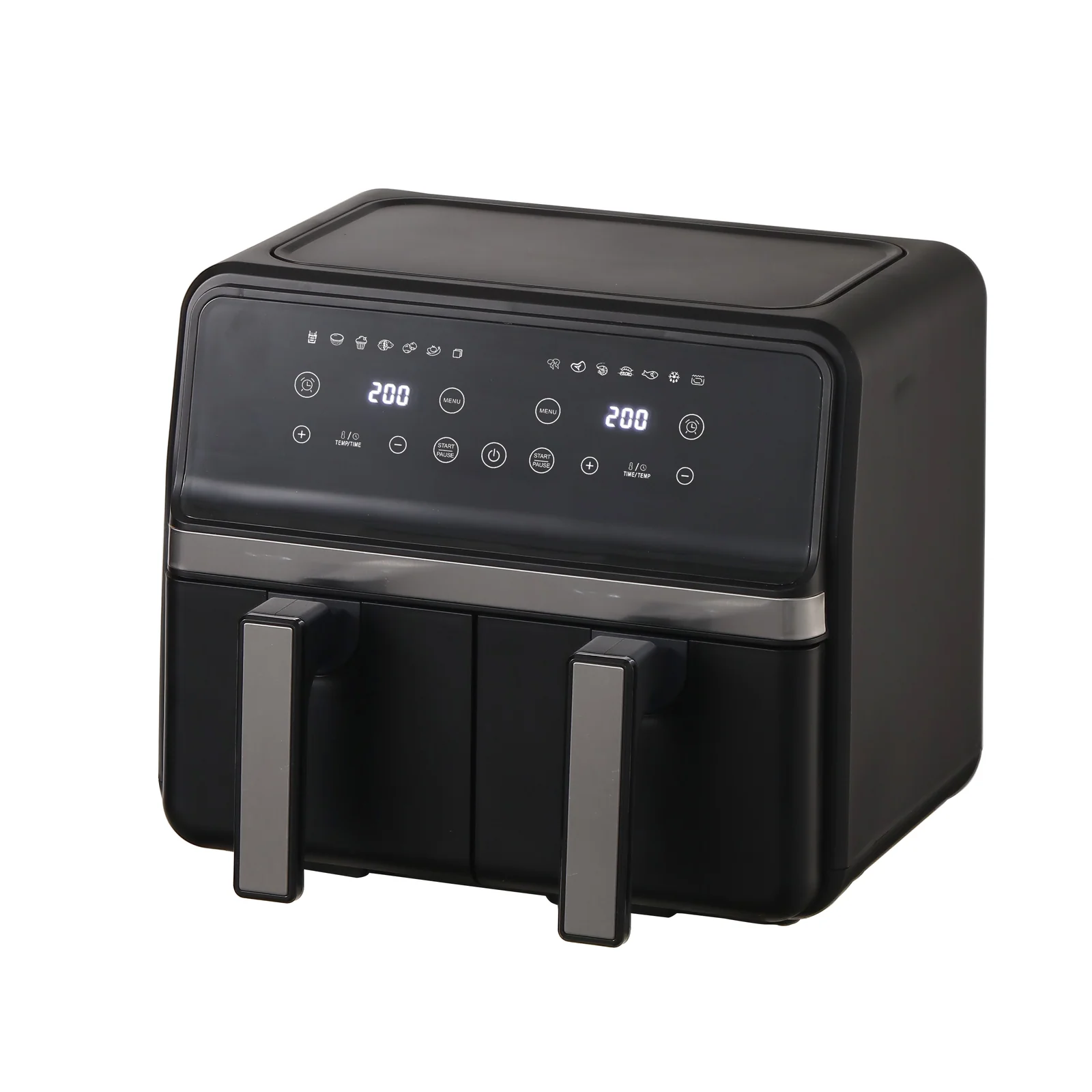 Large Capacity 8L Dual Compartment Electric Stainless Steel 2200W Adjustable Thermostat Non-Stick Cook Double Pot Air Fryer