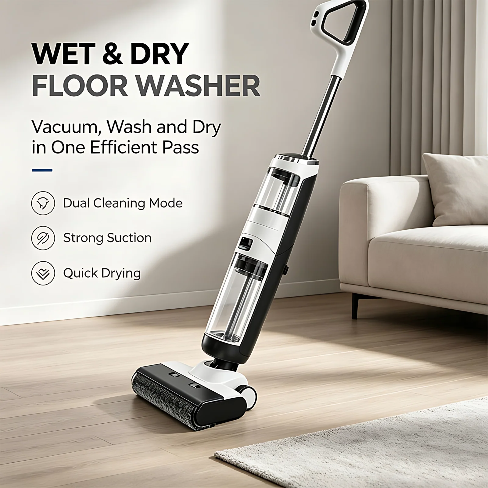 5000mAh Dry Wet Vacuum Cleaner Cordless Floor Washer Self Cleaning Washing Vacuum Cleaner