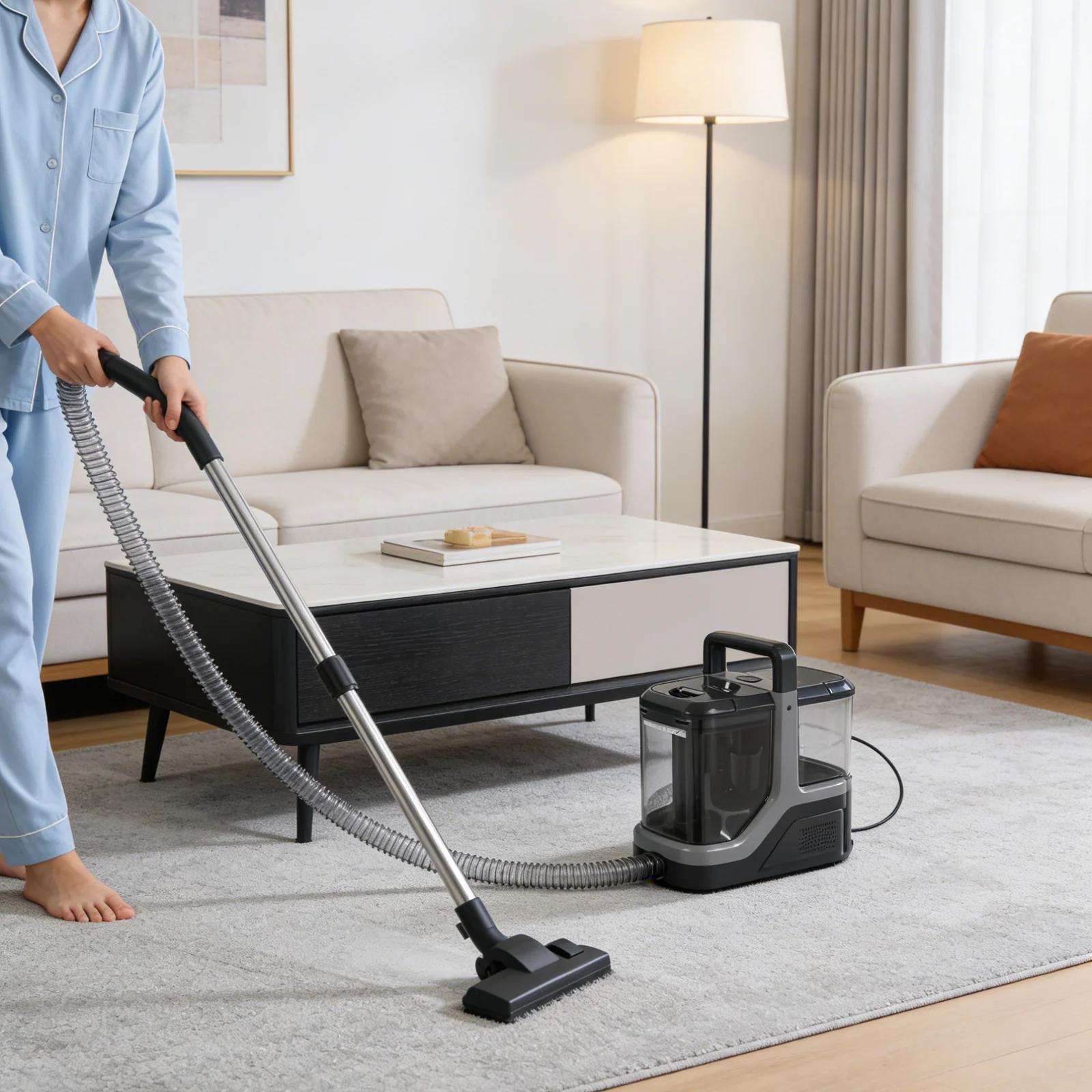 Household Use Electric Bagless 600W Deep Steam Cleaning Wet-Dry Handheld Portable Carpet and Upholstery Cleaner