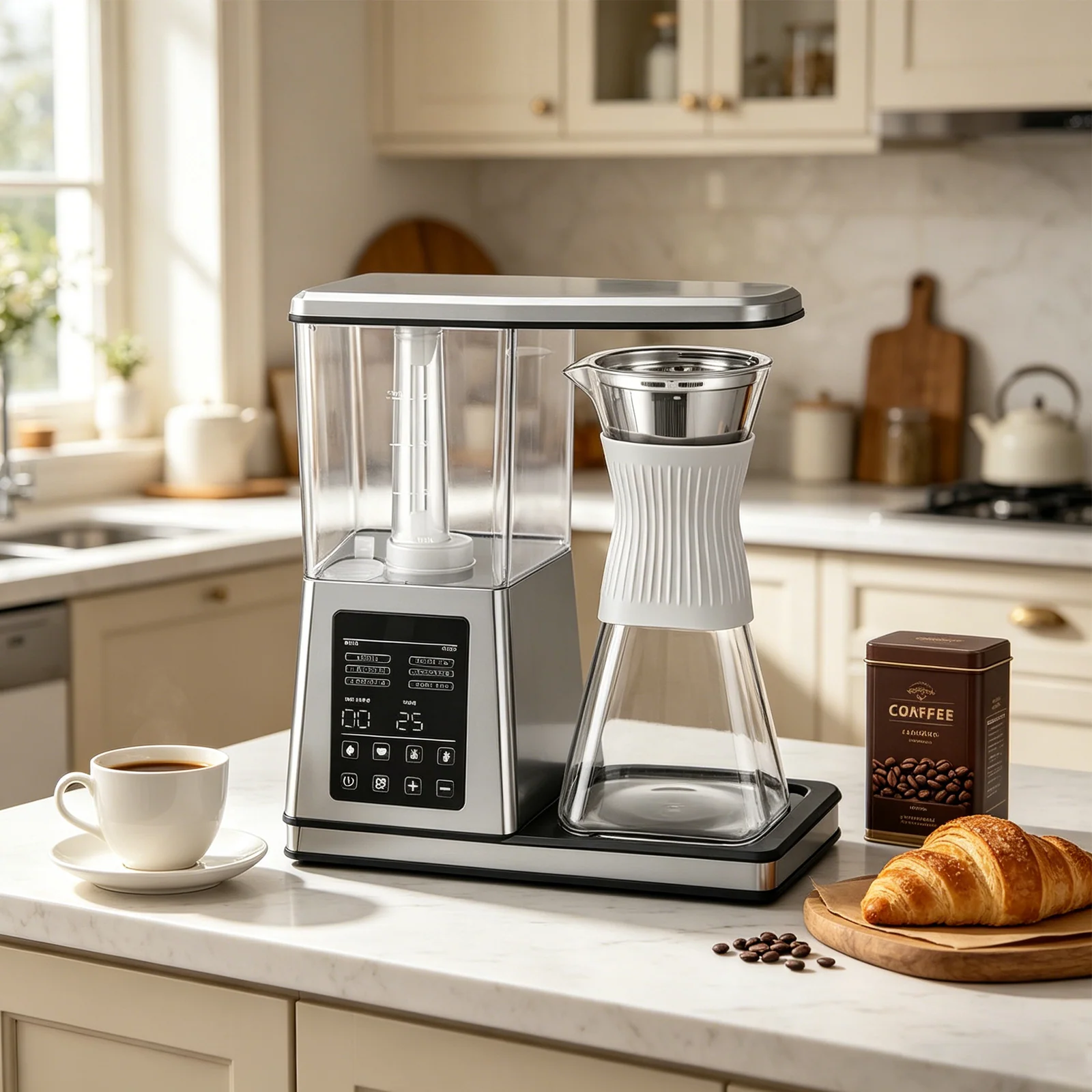 1500W intelligente digitale Steuerung 1.2L Kapazität Kunststoffgehäuse aus Edelstahl Brau-Tropfen Tee-Tropf Kaffeemaschine