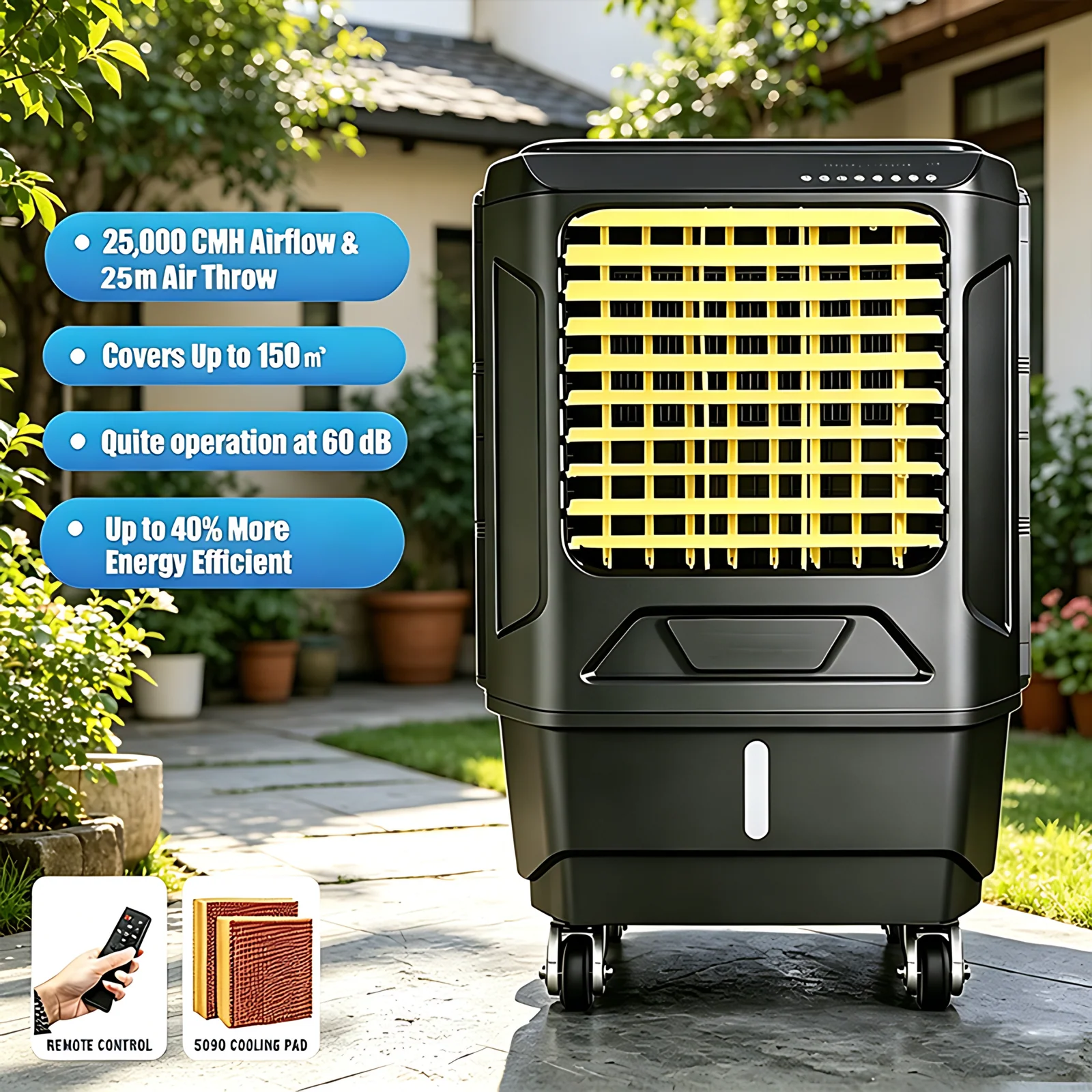 Plastic Portable AC DC Water Evaporative Cooling Air Cooler Conditioner for Home Outdoor