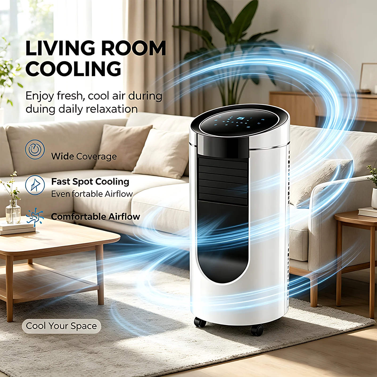 Nouveau arrivée de refroidissement de l'air d'été de sol debout LED affichage 9000BTU climatiseur portable