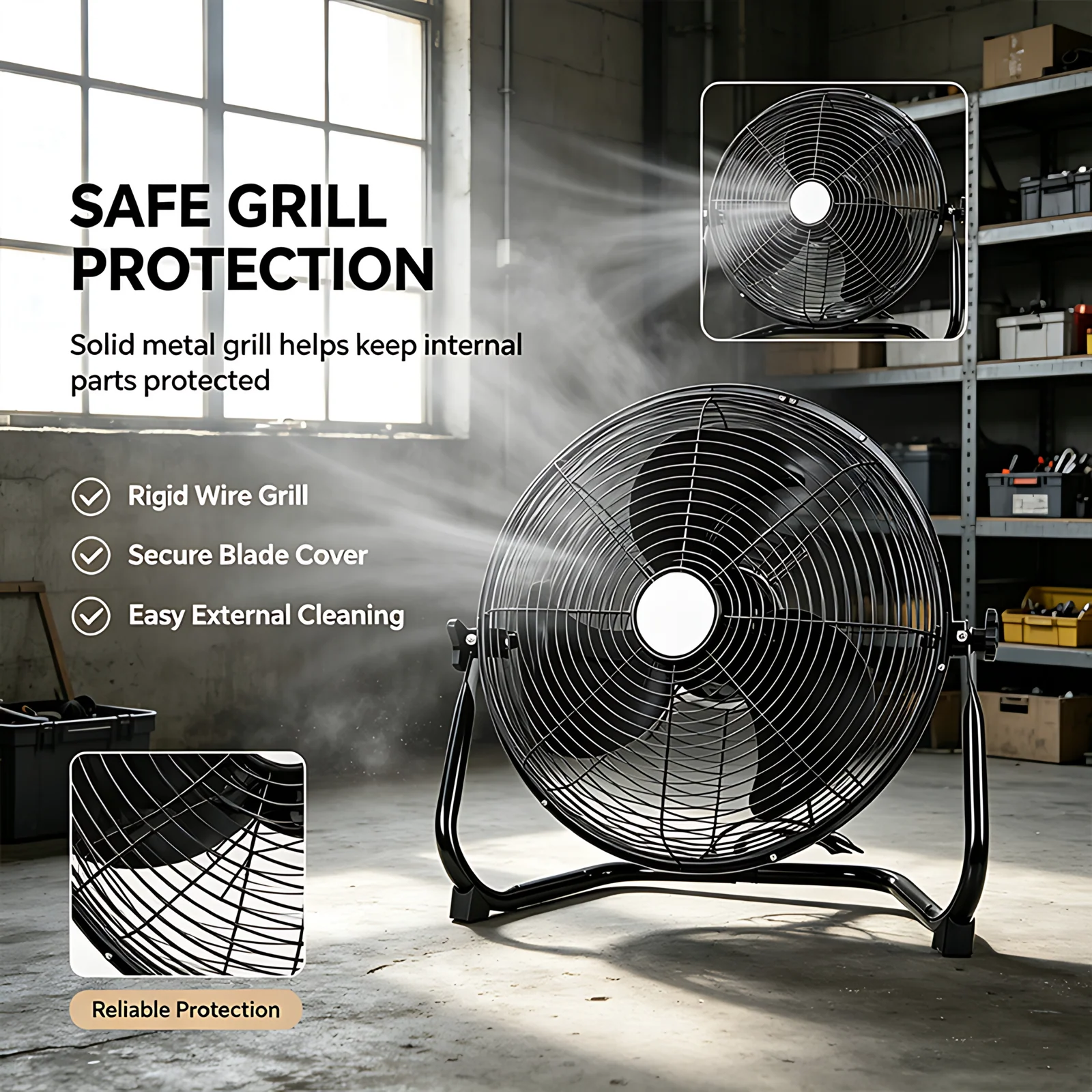 Industrial High-Speed Electric Metal Floor Fan Pedestal Installation Air Cooling Fan 18inch Stand Fan