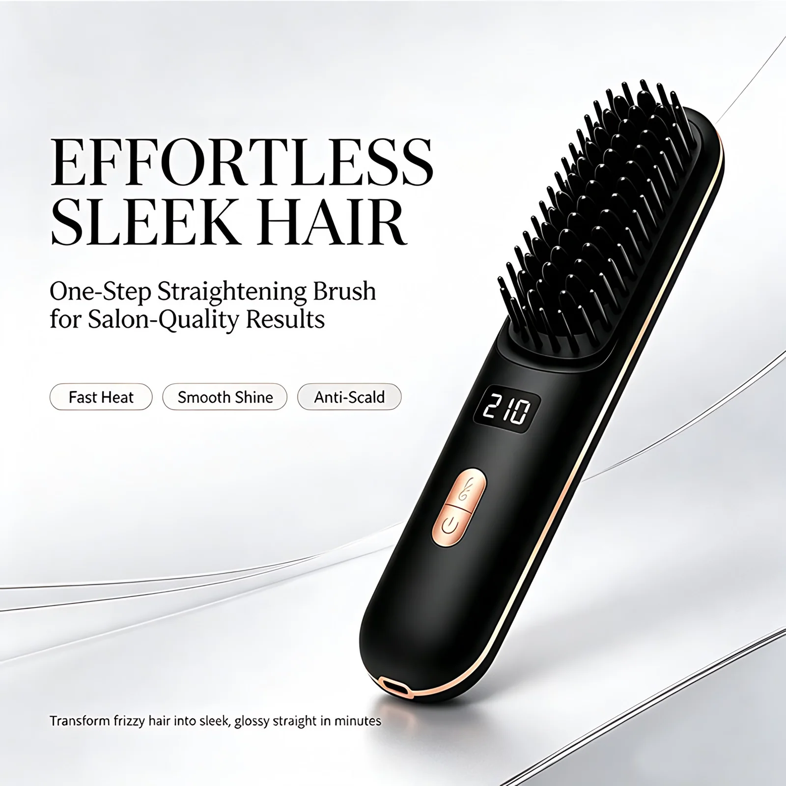 New Product High Quality Customize Portable LCD Display Hair Straightener Brush