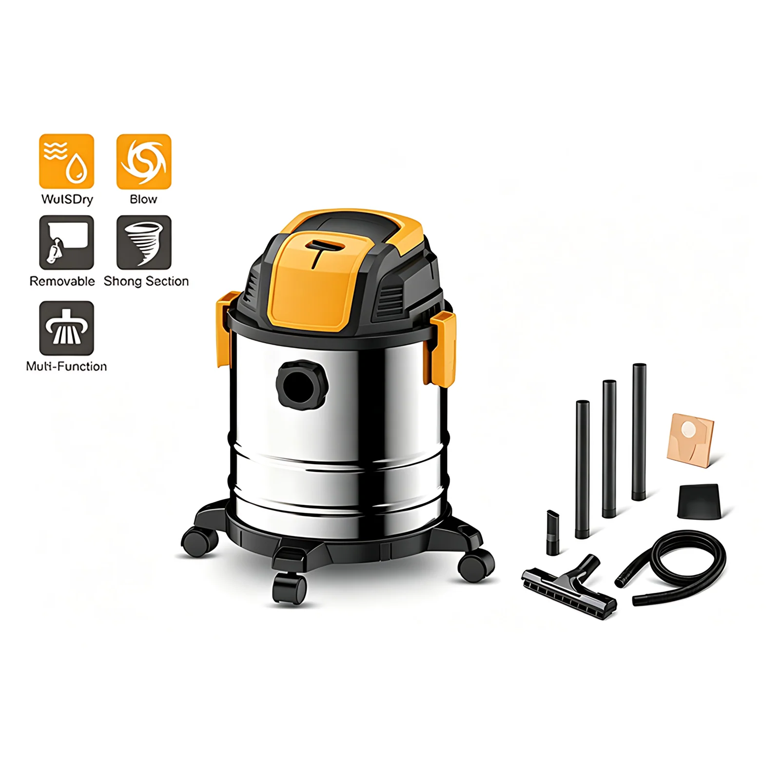 Hôtels en gros construction maison utilisation électrique nettoyage de la poussière sèche mouillée souffler aspirateur industriel 3-en-1