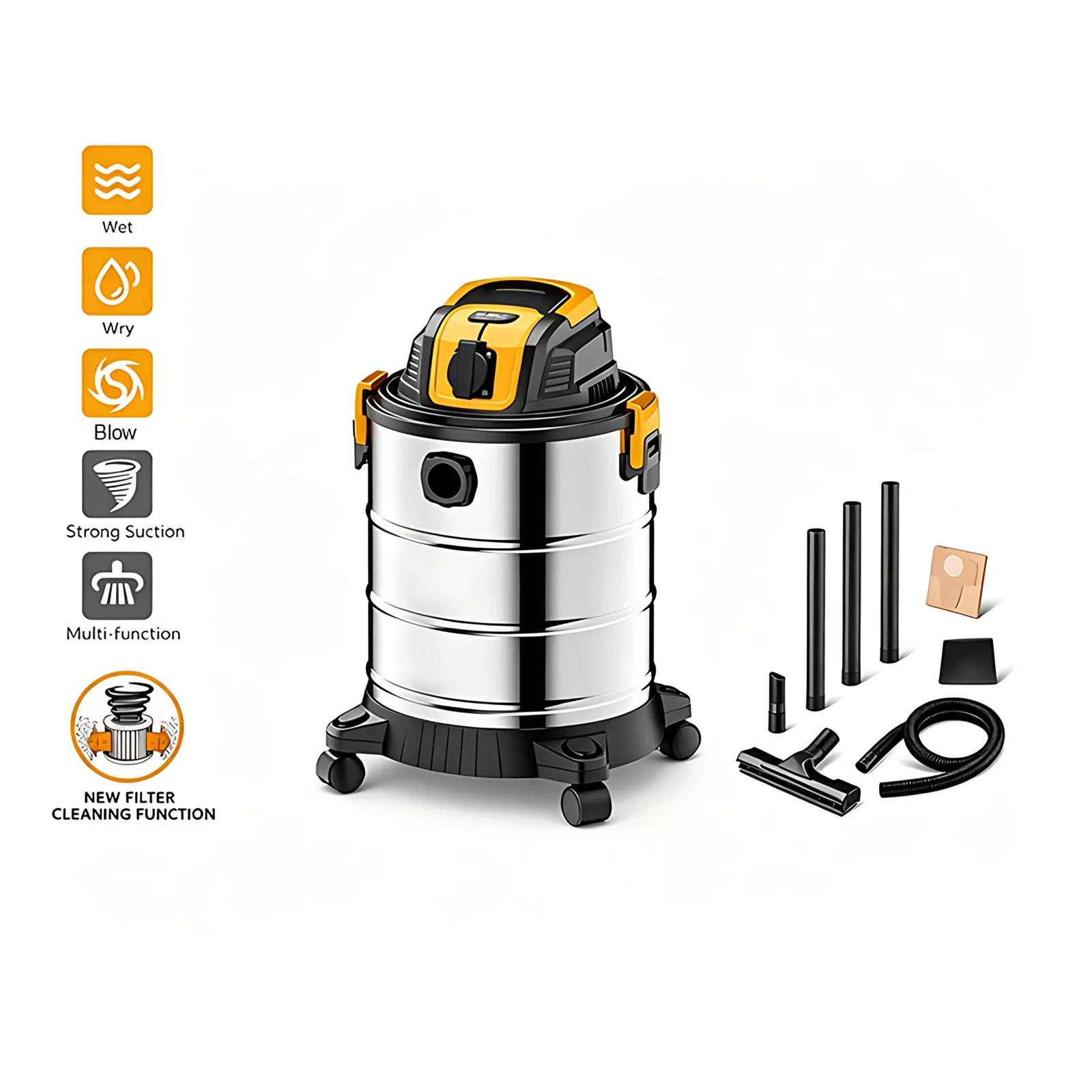 Housekeeping Hotels Portable Vacuum Cleaner Heavy Duty Commercial Hand Held Wet and Dry Vacuum Cleaner