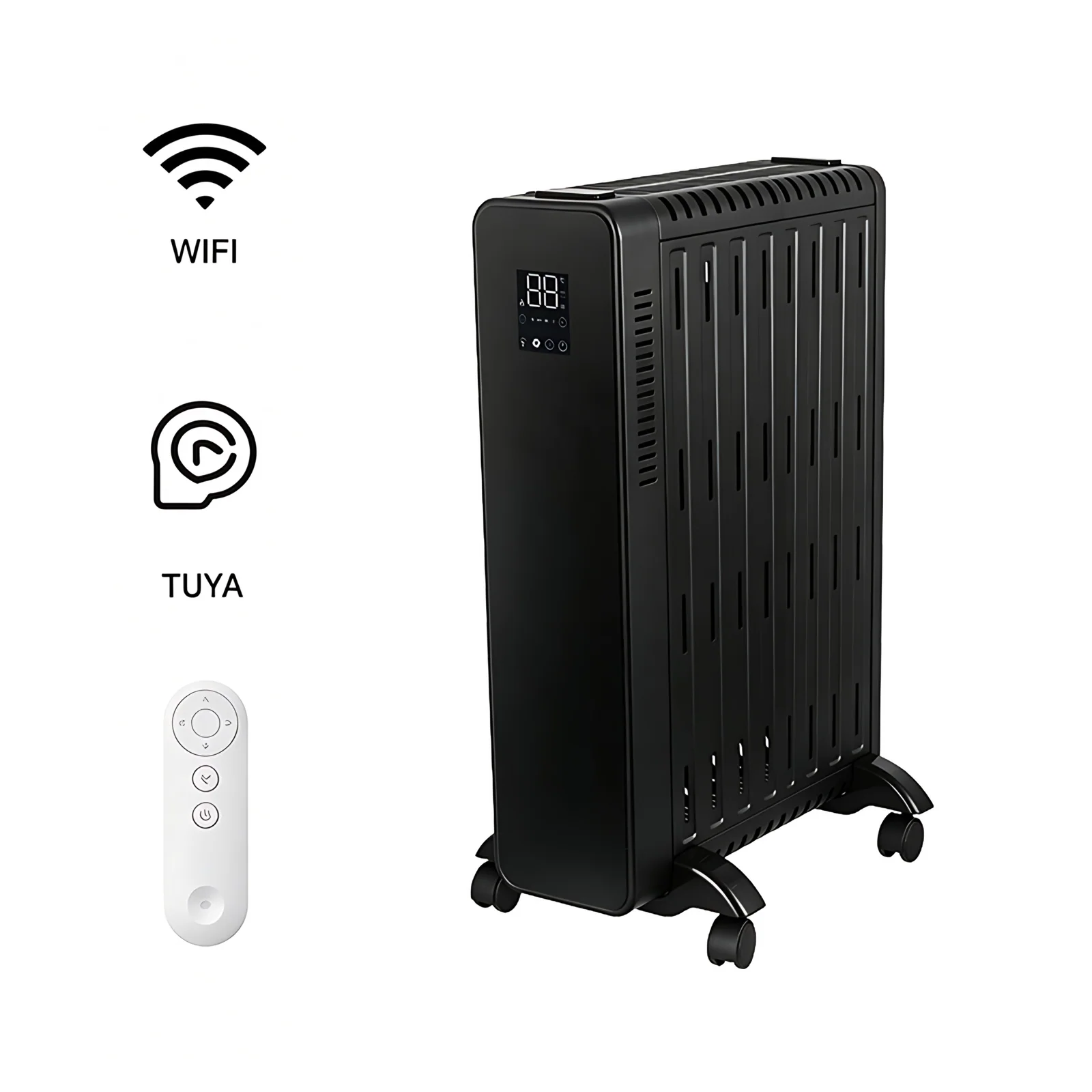 LED Display Radiator Portable Freestanding Oil-free Electric Smart Heater with Remote Control