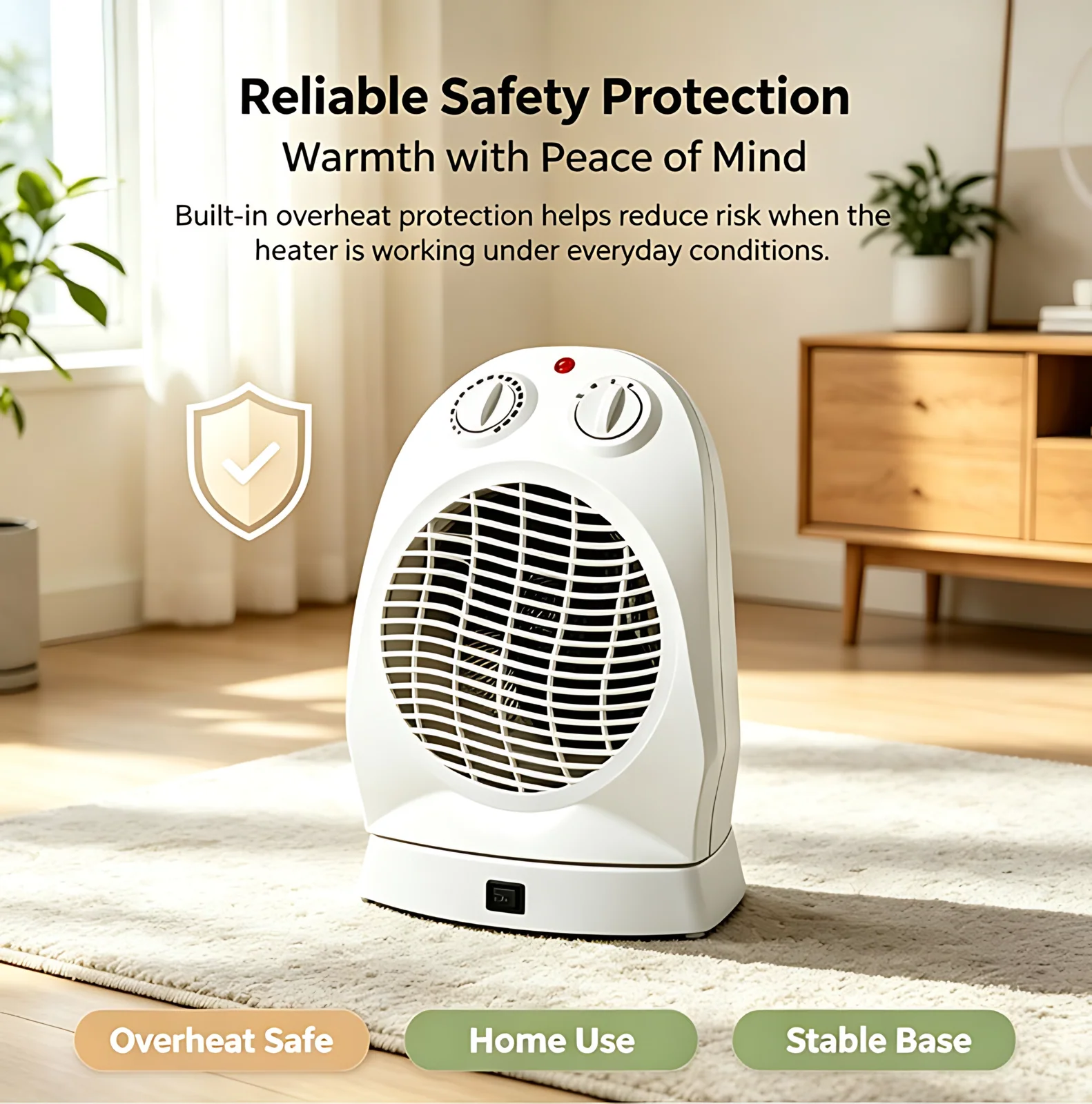 Hot Selling Heating Wire Adjustable Thermostat Wide Angle Oscillation Portable Electric Mini Fan Heater