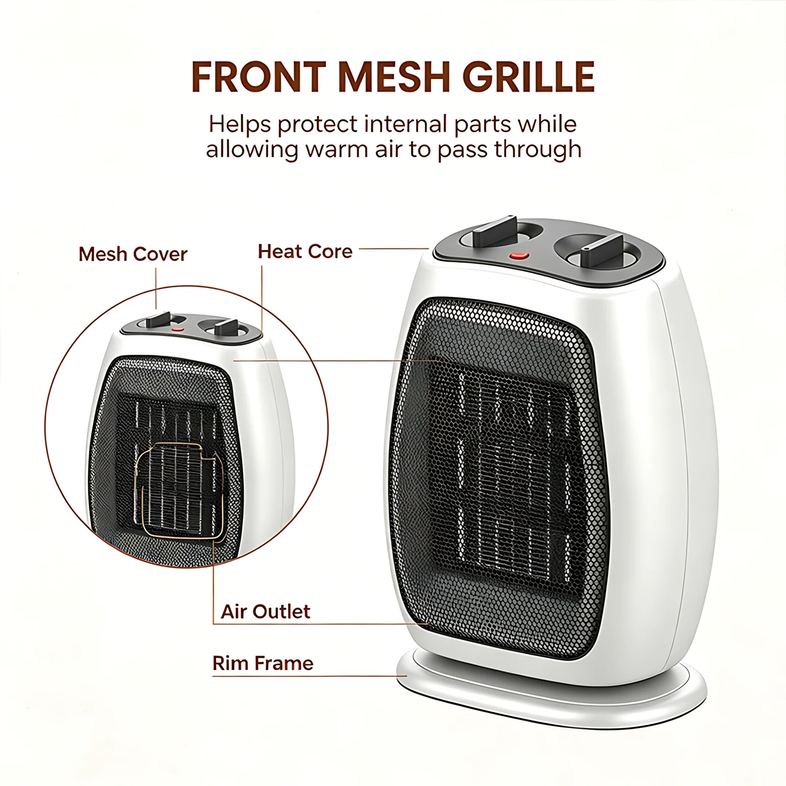 Household Office Use Ceramic Infrared Heater Fast Heating Portable PTC Ceramic Fan Heater
