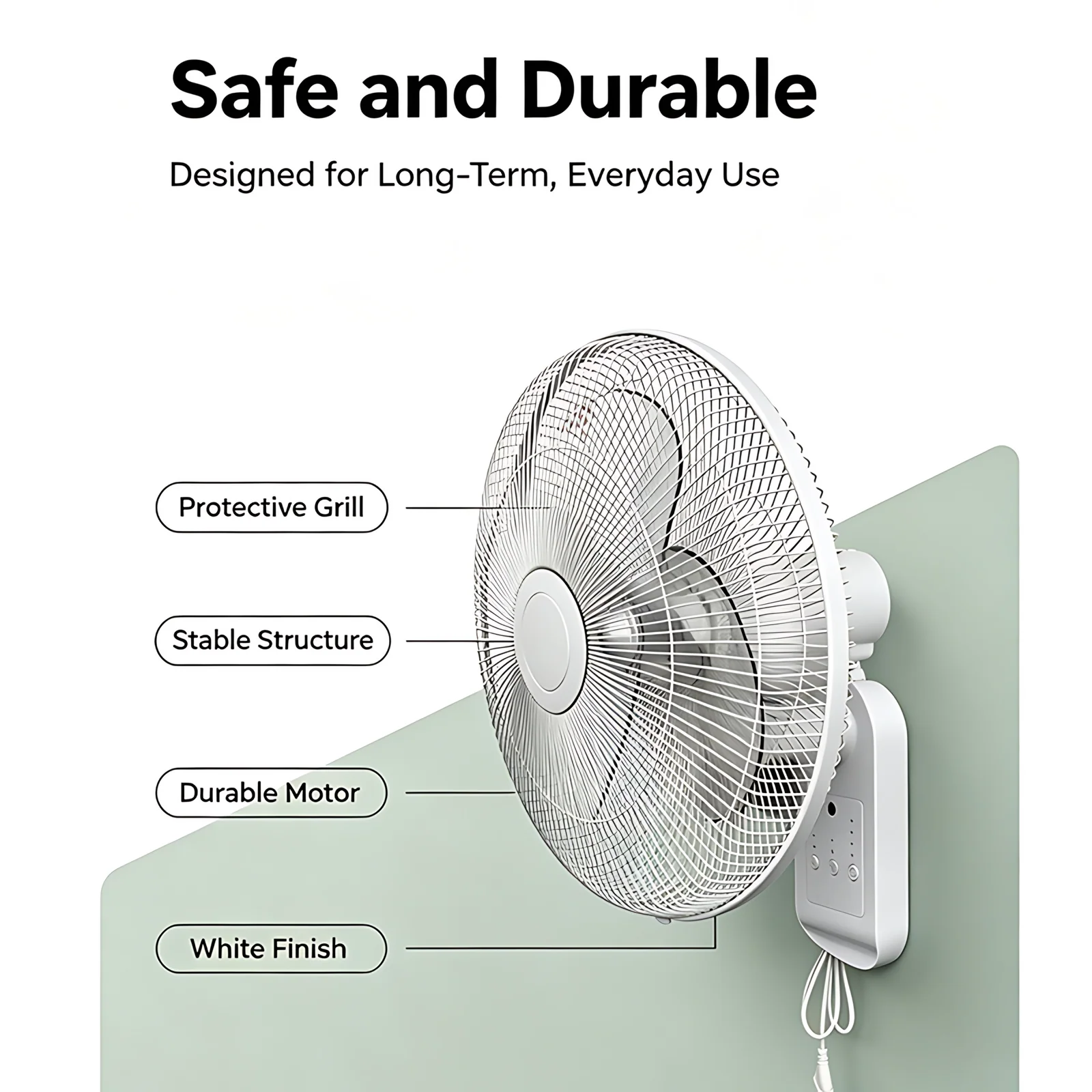 Wholesale Powerful Wind 3 Speed Plastic Blade Oscillation Adjustable Wall Mounted Fans