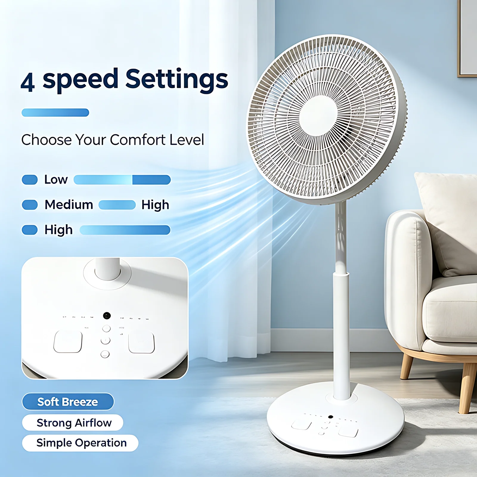 Precio mayorista de fábrica de verano de más vendido oscilación ajustable del ventilador de pie de pedestal