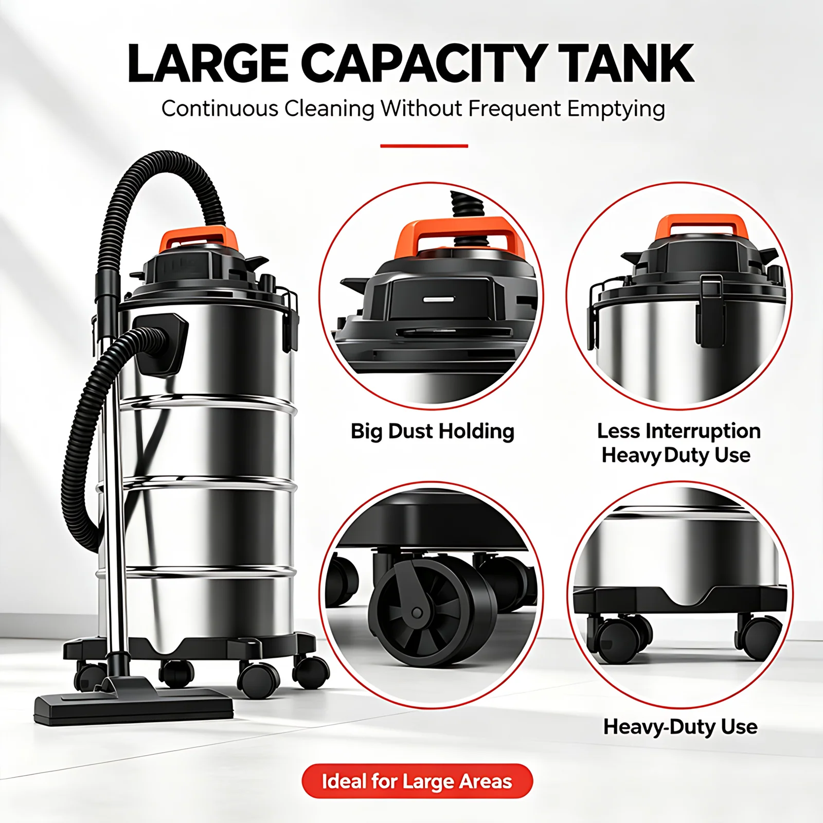 Wholesale 12pcs 45L Large Capacity 20000Pa Electric Carpet Cleaner Wet Dry Canister Vacuums