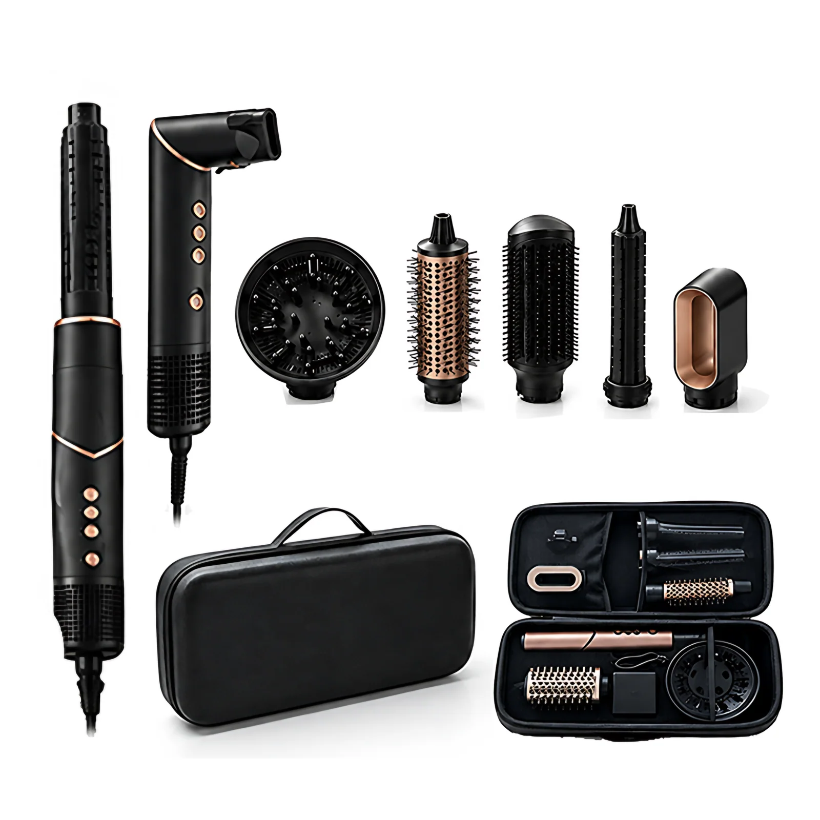 Professional High Speed Air Styler Ionic Hair Dryer Brush Hair Blow Dryer 1500w Air Styler Set Salon 6 in 1