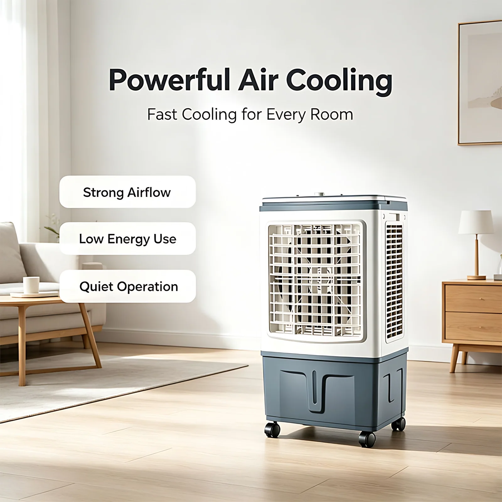 الجملة العجلات التحكم الميكانيكية التذبذب 100W المبرد التبخير المحمول المبرد الهواء المروحة
