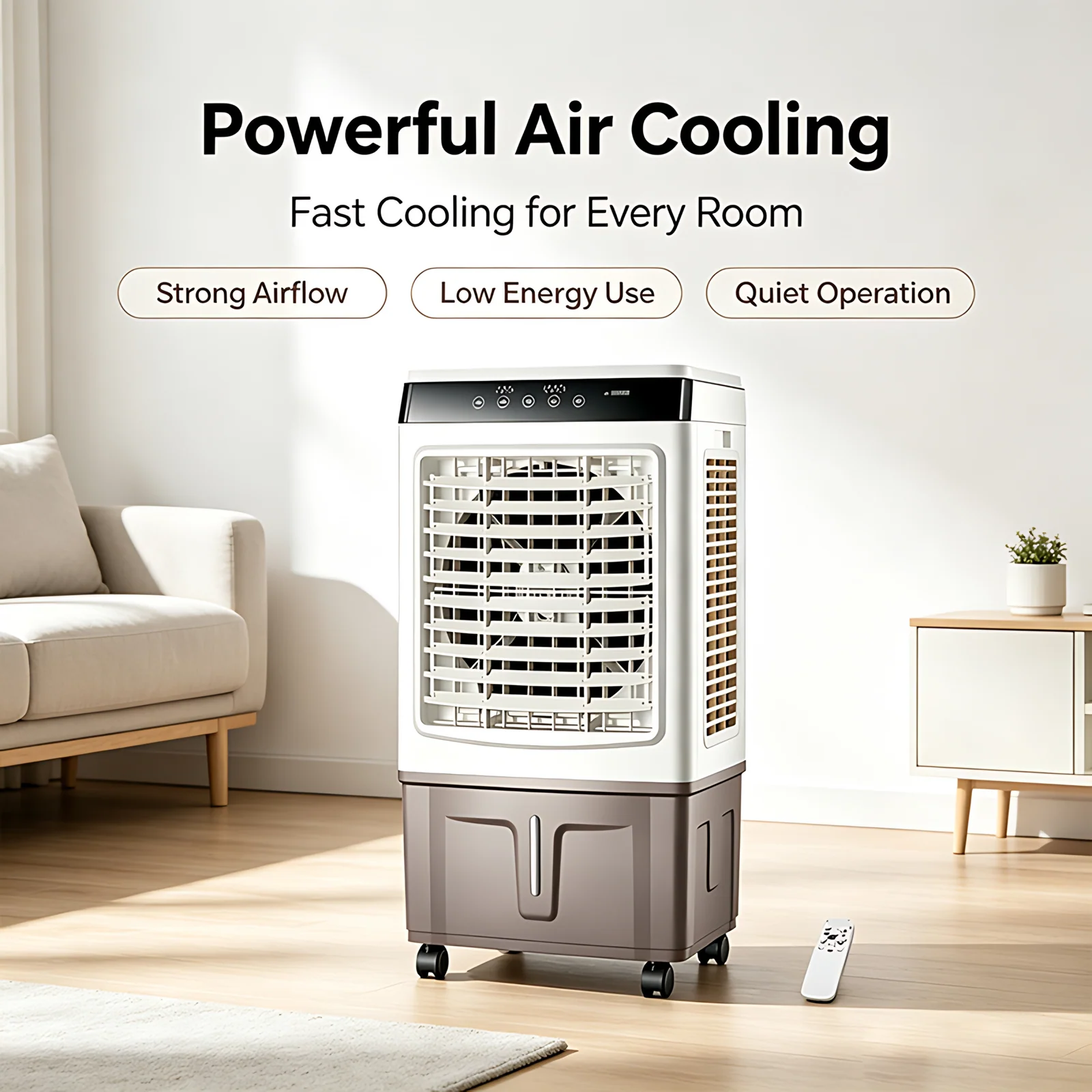 OEM Custom Design Outdoor-Kühlventilator Smart Auto-Off Fernbedienung Verdunstungsluftkühlventilator