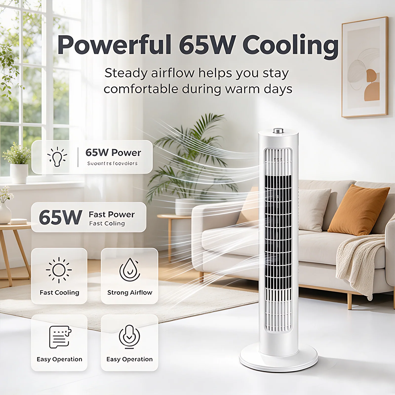 Private Label Summer Air Cooling High Quality Intelligent Floor Stand Custom Bladeless Tower Fan
