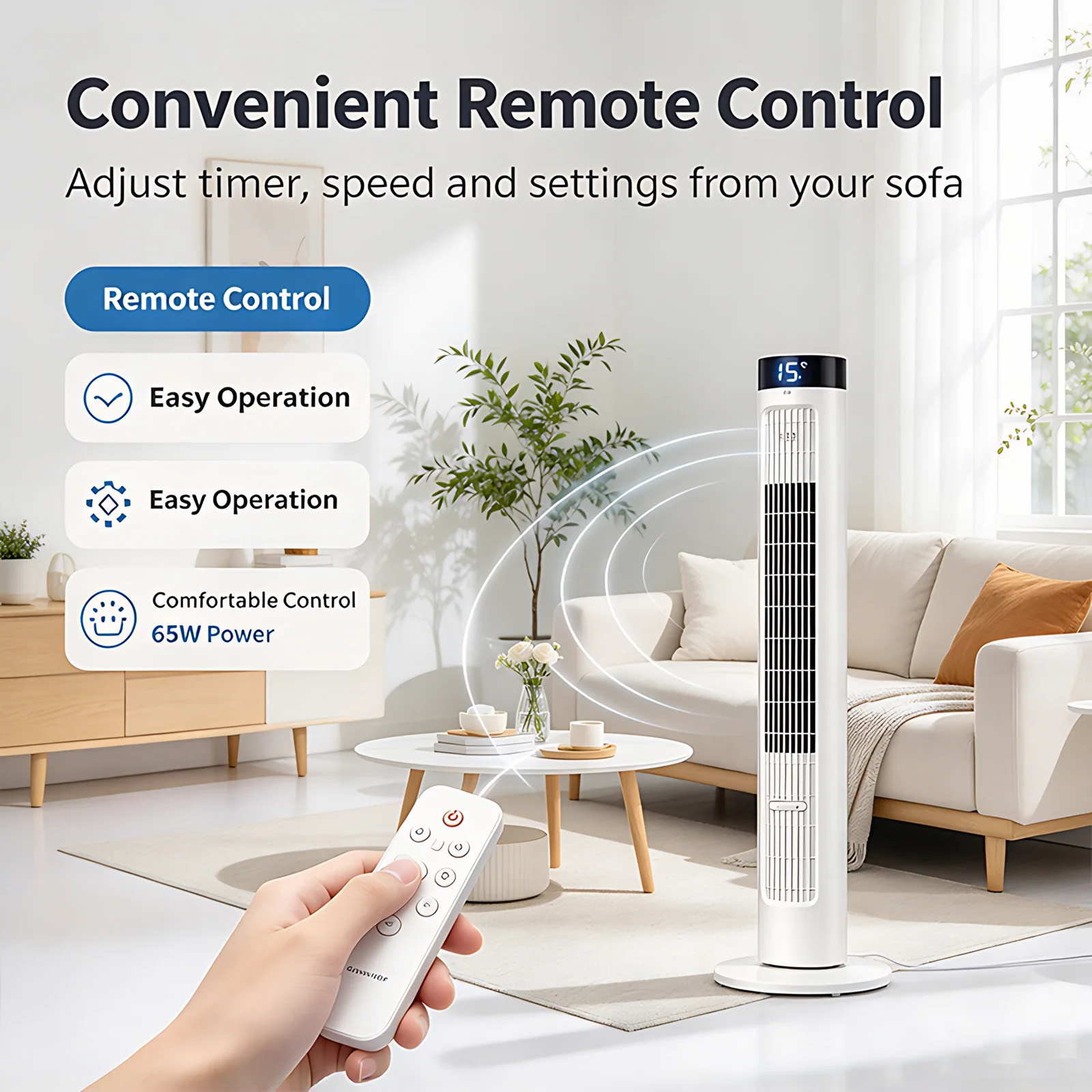 OEM Supplier Vertical Bladeless Electric Tower Fan Safe Quiet Touch Swing Standing Fan for Household Living Room Office