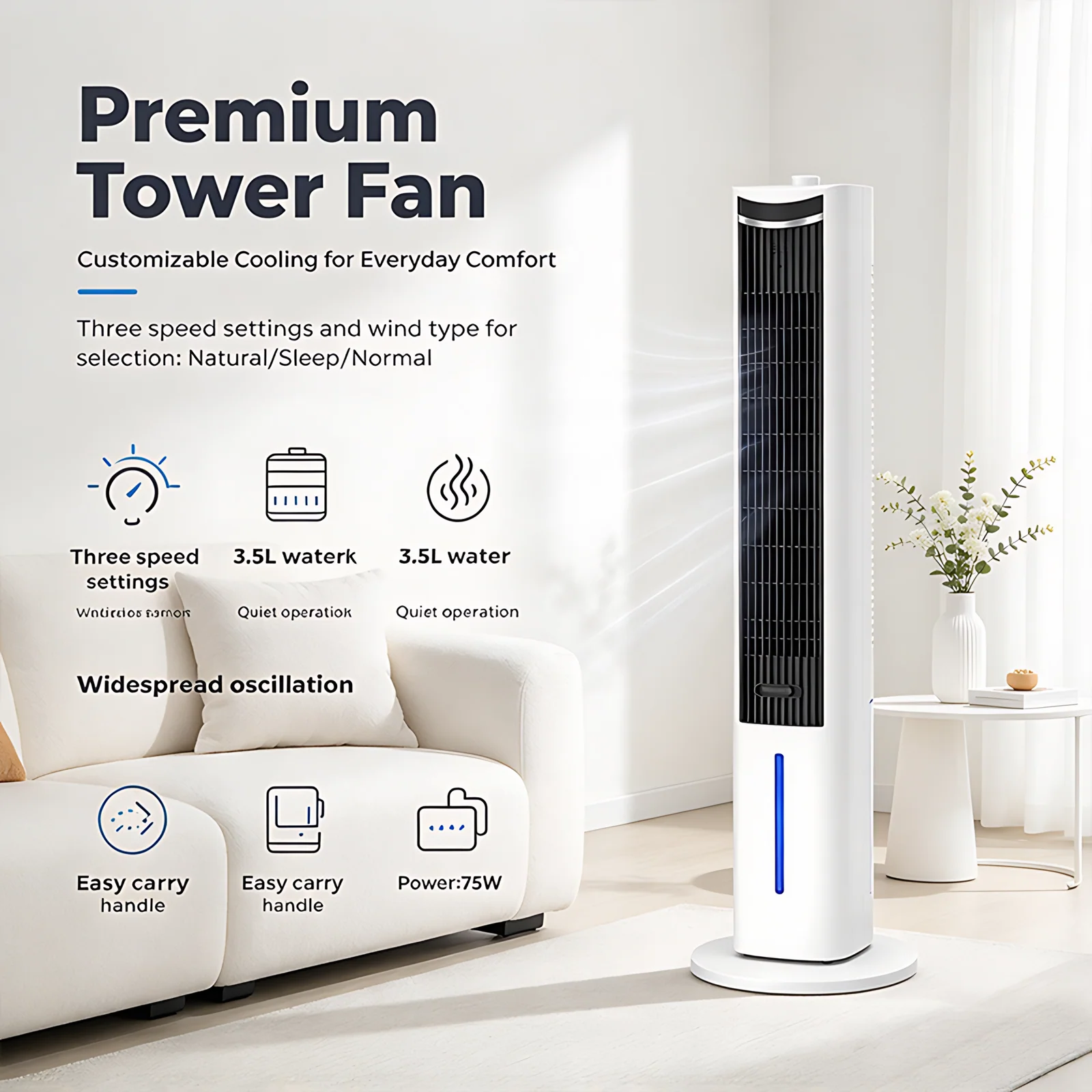 Professional Factory Wholesale New Arrival Home Office Use Air Cool Oscillating Cooling Tower Fan