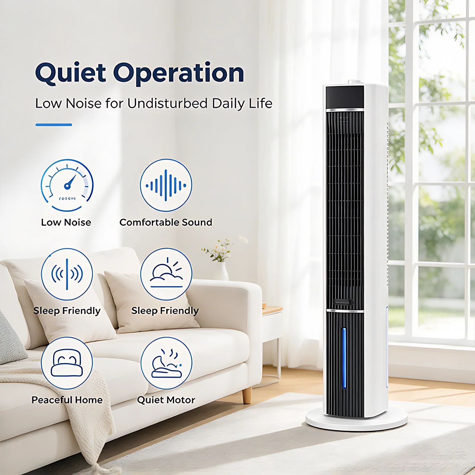 Factory Wholesale Home Office Use Electric Oscillating Cooling Fan Bladeless Tower Fan
