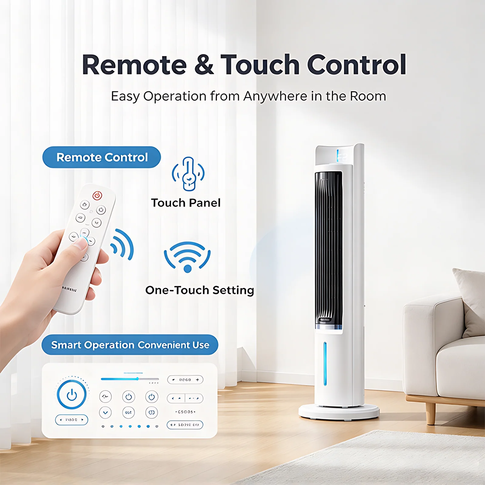 China Factory New Portable Bladeless Oscillating Room Tower Pedestal Fan Cooling With Remote Control