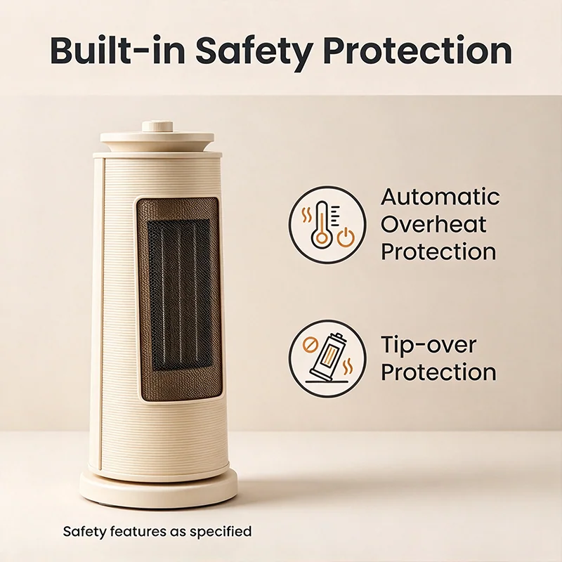 New Design 2000W Automatic Tip-over Protection Oscillation Ceramic Heater Portable Smart Electric Heater — image 3